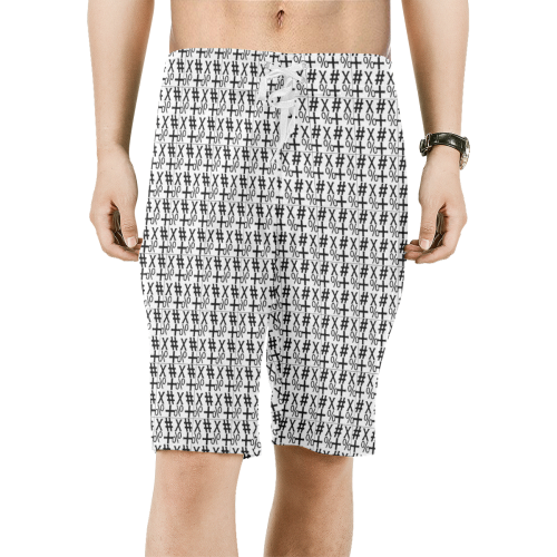 NUMBERS Collection Symbols White Men's All Over Print Board Shorts (Model L16)