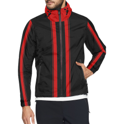 Race Car Stripes Black and Red Unisex All Over Print Windbreaker (Model H23)