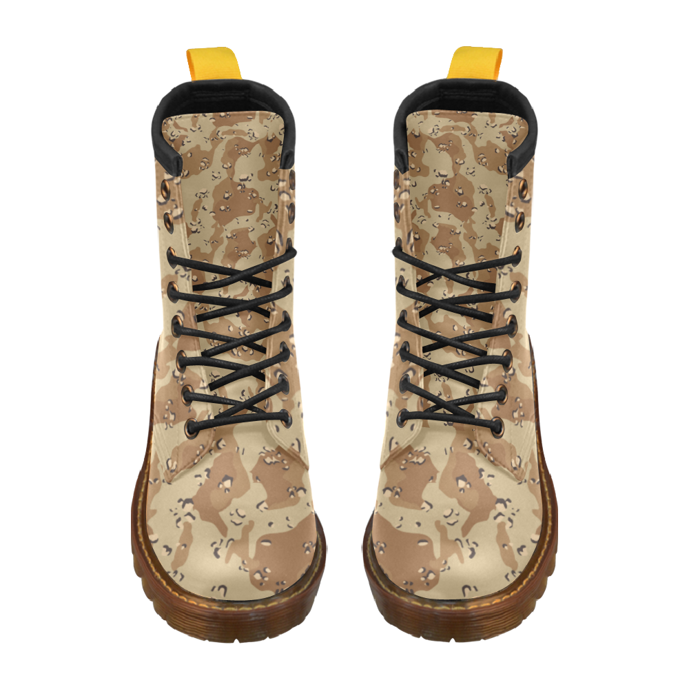 Vintage Desert Brown Camouflage High Grade PU Leather Martin Boots For Women Model 402H