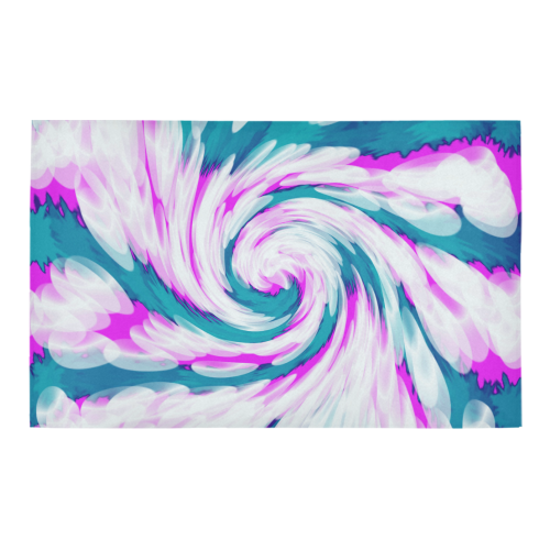 Turquoise Pink Tie Dye Swirl Abstract Bath Rug 20''x 32''