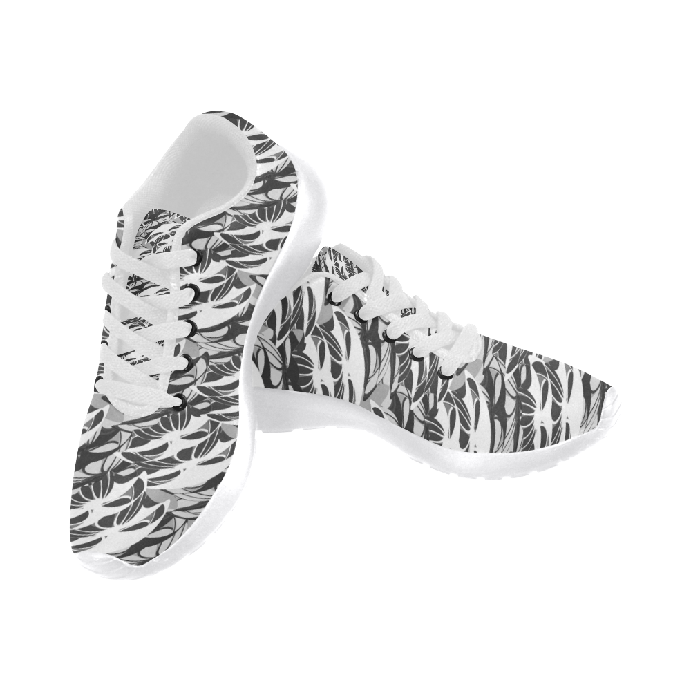 Alien Troops - Black & White (White Laces) Men's Running Shoes/Large Size (Model 020)