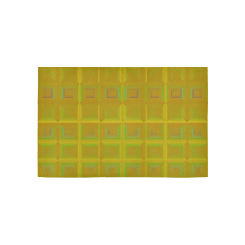Golden reddish multicolored multiple squares Area Rug 5'x3'3''