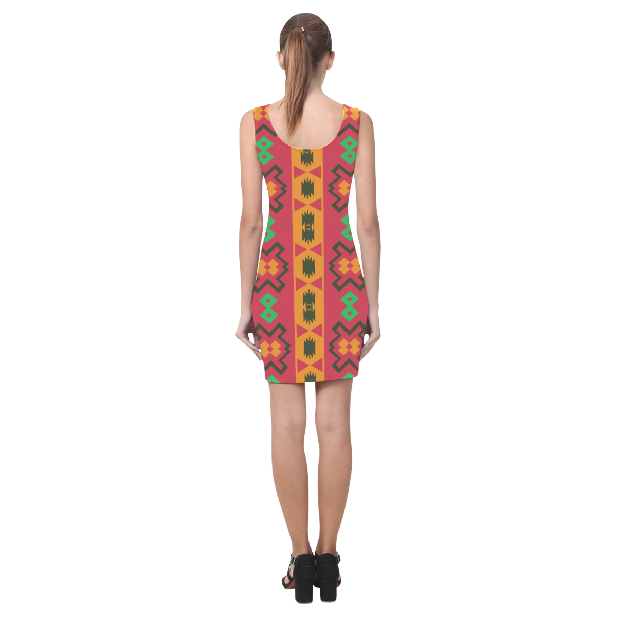 Tribal shapes in retro colors (2) Medea Vest Dress (Model D06)