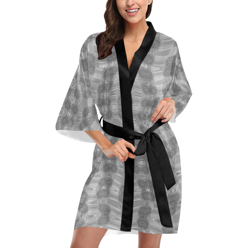 Abstract Grey Kimono Robe