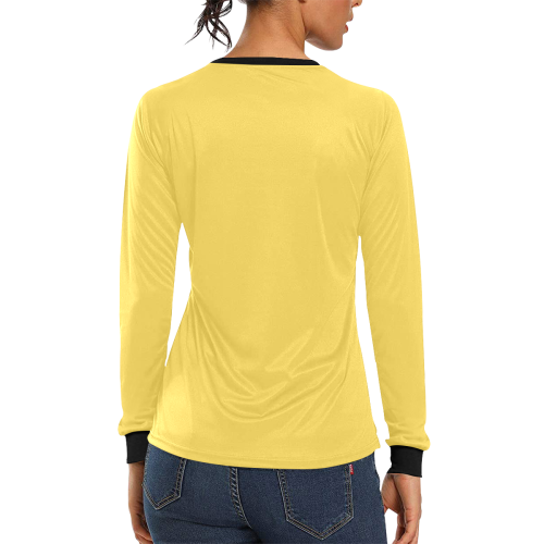 color mustard Women's All Over Print Long Sleeve T-shirt (Model T51)