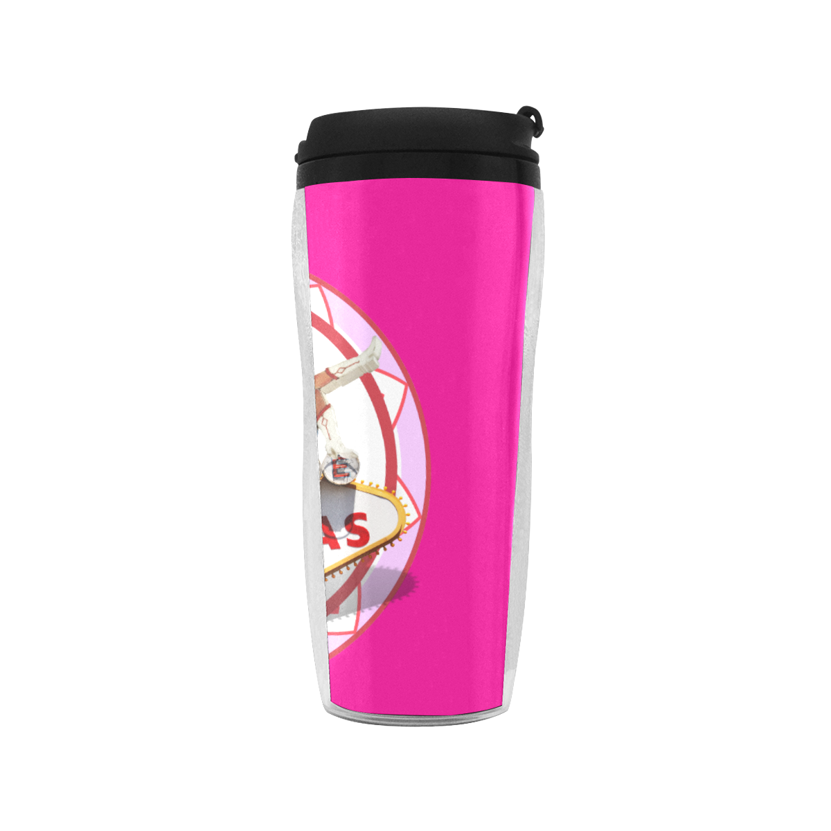 LasVegasIcons Poker Chip - Pink on Hot Pink Reusable Coffee Cup (11.8oz)