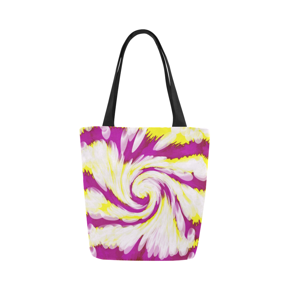 Pink Yellow Tie Dye Swirl Abstract Canvas Tote Bag (Model 1657)