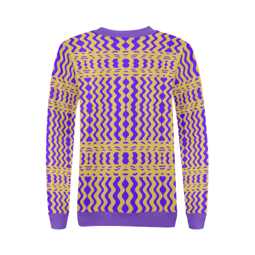 Purple Yellow Modern  Waves Lines All Over Print Crewneck Sweatshirt for Women (Model H18)