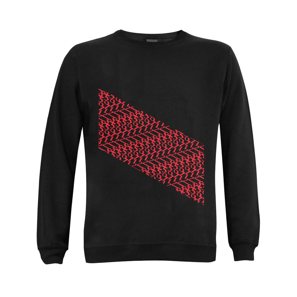 NUMBERS Collection 1234567 Flag Black/Reverse Cherry Red Gildan Crewneck Sweatshirt(NEW) (Model H01)