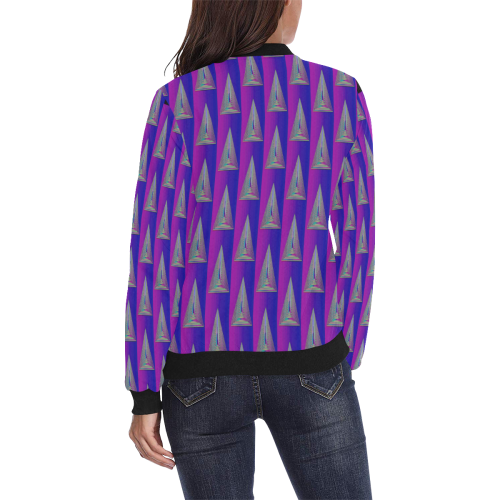 pink and violet traingles All Over Print Bomber Jacket for Women (Model H36)