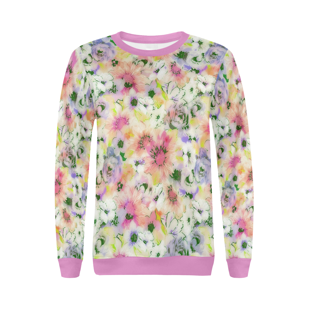 pretty spring floral All Over Print Crewneck Sweatshirt for Women (Model H18)