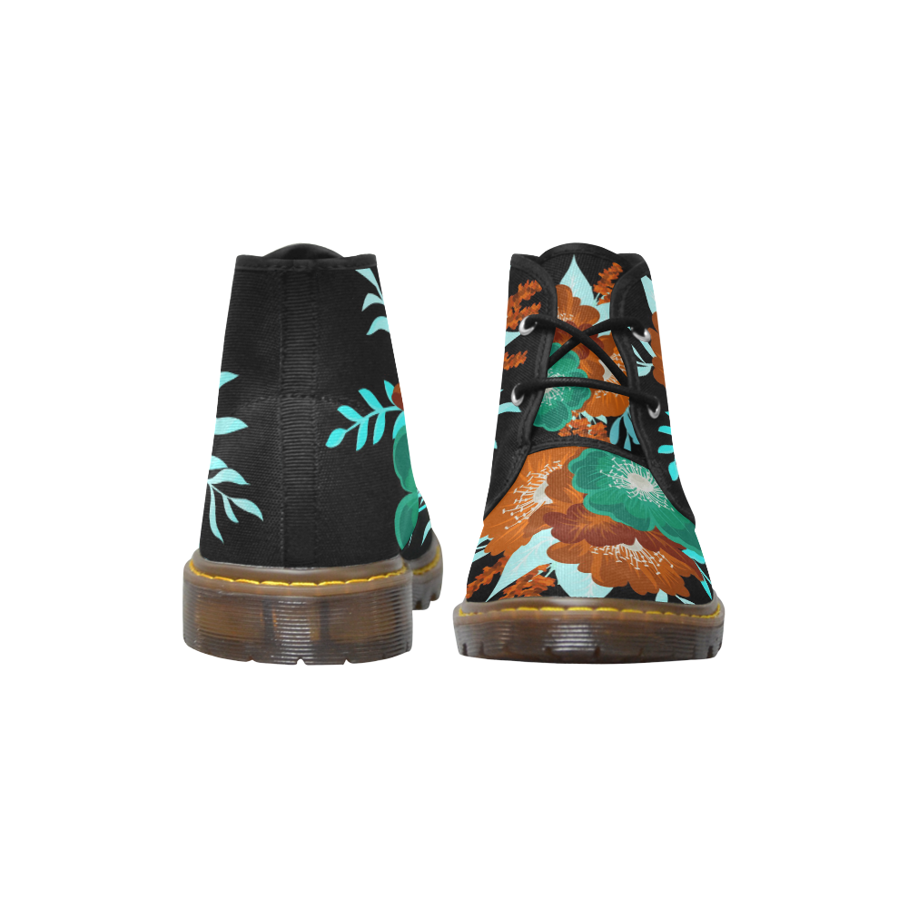 FLORAL DESIGN 20 Women's Canvas Mid-Top Boots (Model 2402-1)