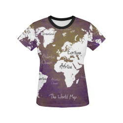 world map All Over Print T-shirt for Women/Large Size (USA Size) (Model T40)