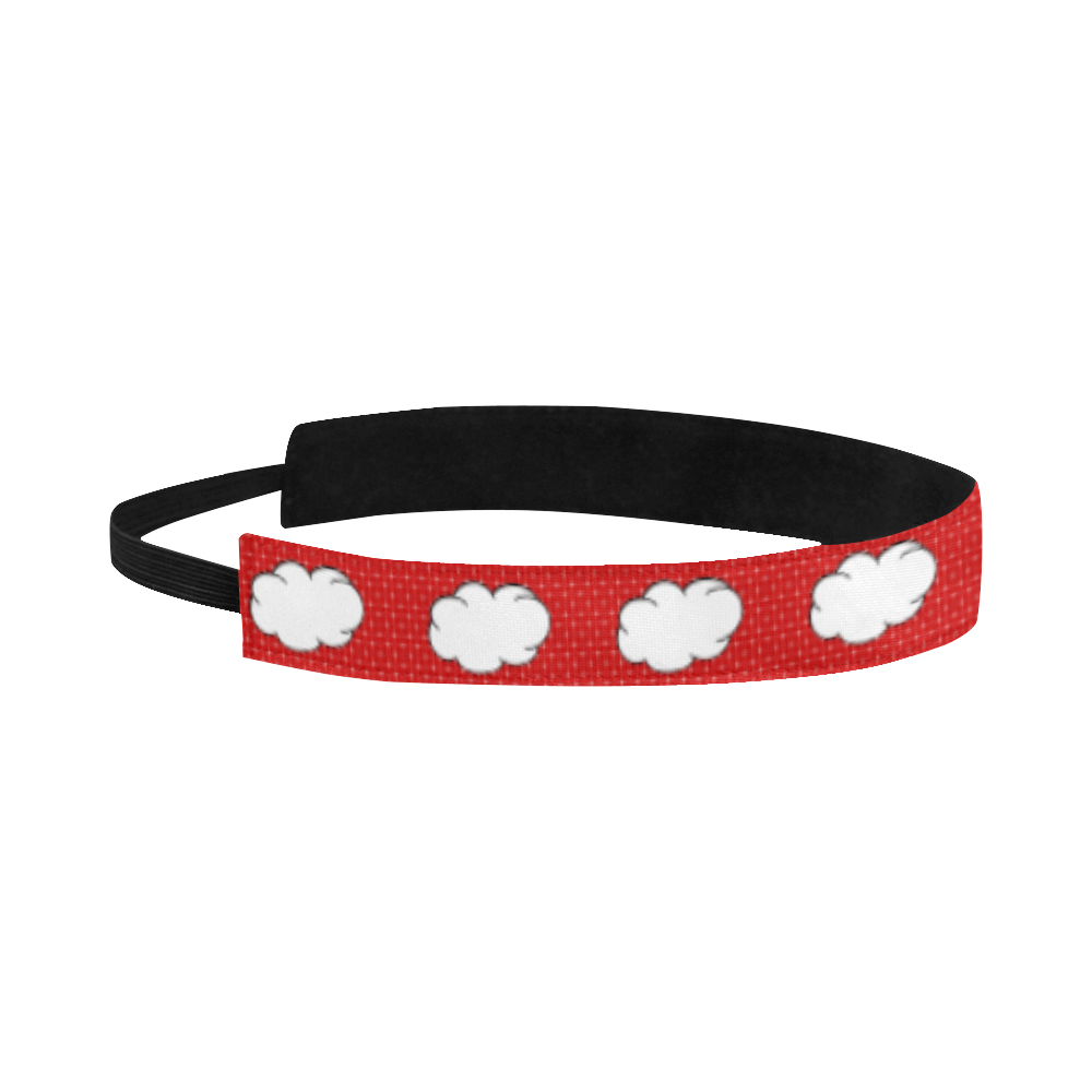 Clouds with Polka Dots on Red Sports Headband