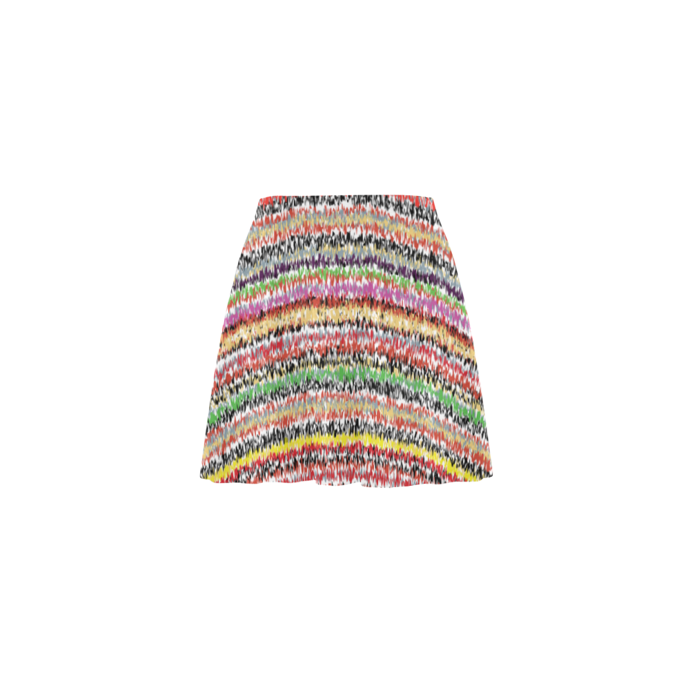 Patterns of colorful lines Mini Skating Skirt (Model D36)
