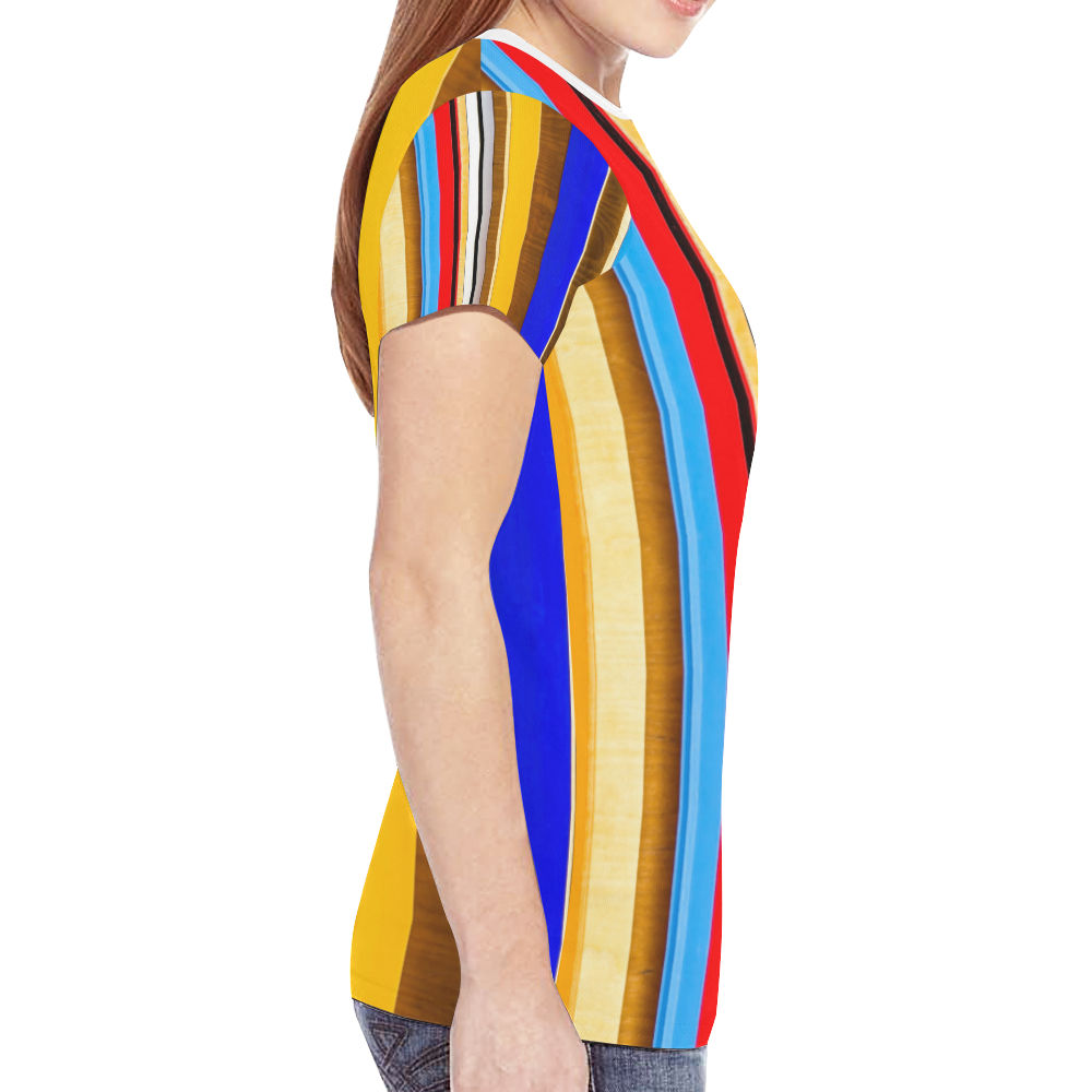 Colorful abstract pattern stripe art New All Over Print T-shirt for Women (Model T45)