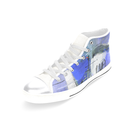 Lua blue White Women's Classic High Top Canvas Shoes (Model 017)