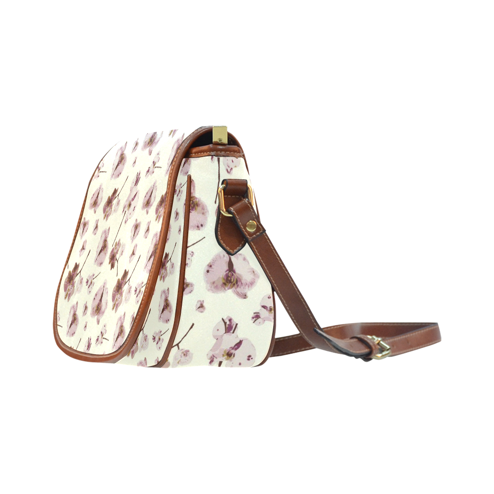 pink orchid saddle bag Saddle Bag/Large (Model 1649)