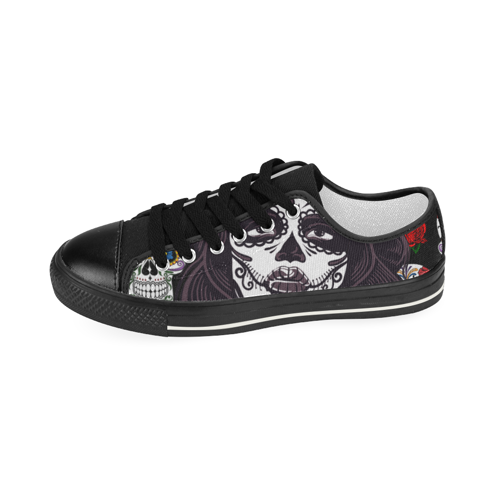 mexican skull lady Women's Classic Canvas Shoes (Model 018)