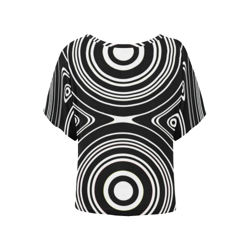 Concentric Circle Pattern Women's Batwing-Sleeved Blouse T shirt (Model T44)