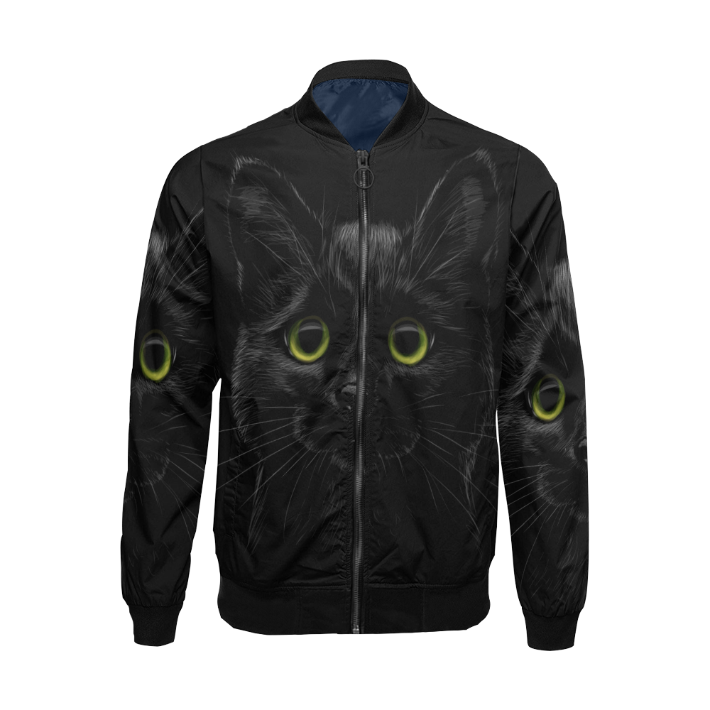 Black Cat All Over Print Bomber Jacket for Men (Model H19)