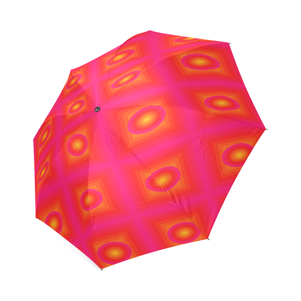 Pink yellow oval multiple squares Foldable Umbrella (Model U01)