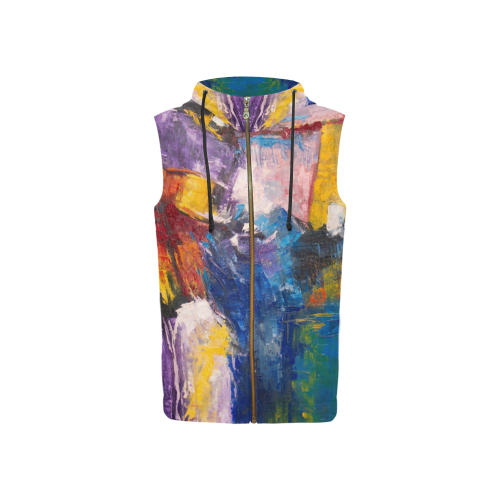 Fragments All Over Print Sleeveless Zip Up Hoodie for Women (Model H16)
