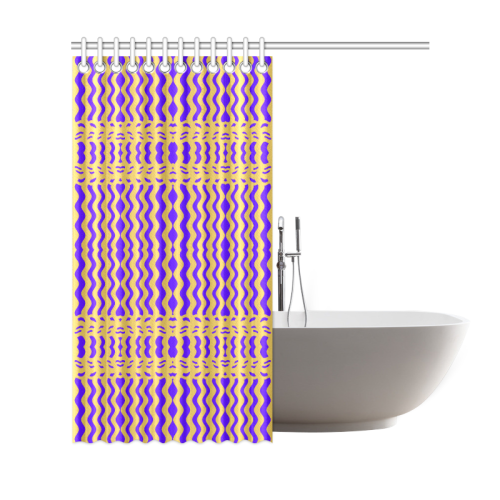 Purple Yellow Modern  Waves Lines Shower Curtain 69"x72"
