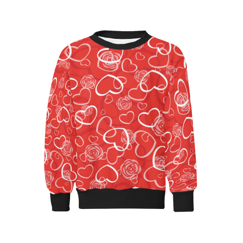 HEARTS RED Kids' All Over Print Sweatshirt (Model H37)