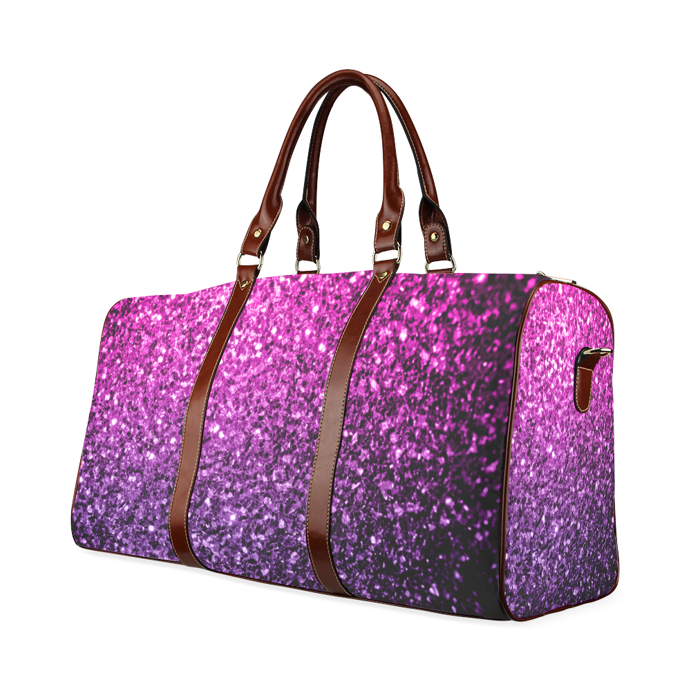 Beautiful Purple Pink Ombre glitter sparkles Waterproof Travel Bag/Large (Model 1639)