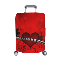 Music, piano guitar and wonderful heart Luggage Cover/Medium 22"-25"