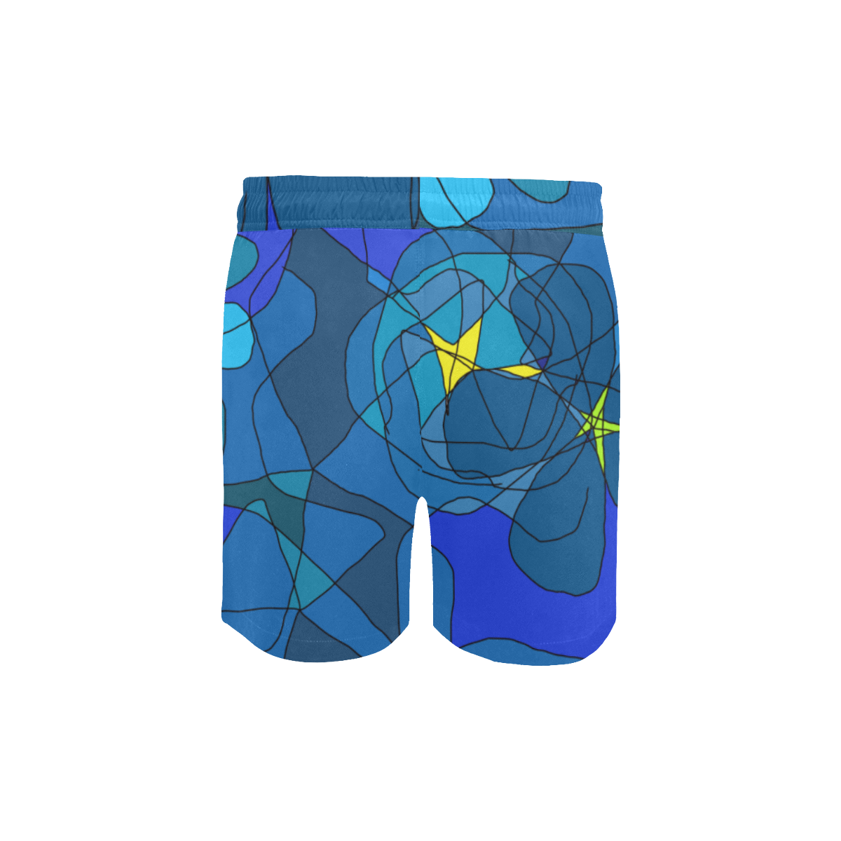 Abstract Blue Floral Design 2020 Men's Mid-Length Swim Shorts (Model L39)