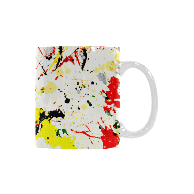 Black, Red, Yellow Paint Splatter Custom White Mug (11OZ)