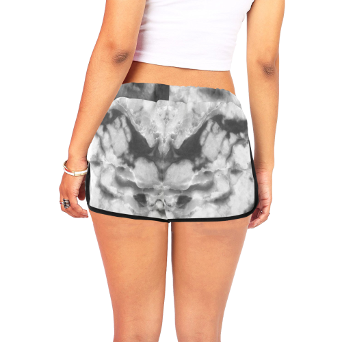 Marble Black and White Pattern Women's All Over Print Relaxed Shorts (Model L19)