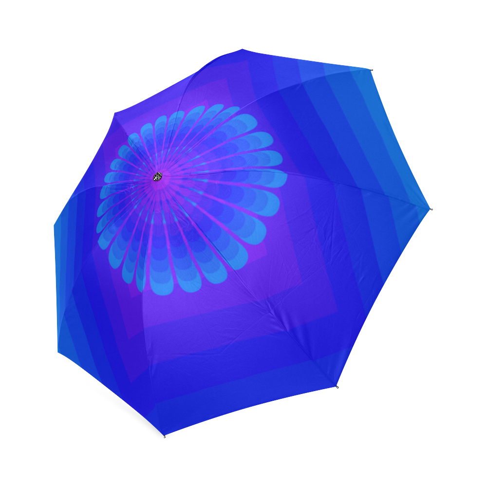 Blue flower on blue violet multiple squares Foldable Umbrella (Model U01)