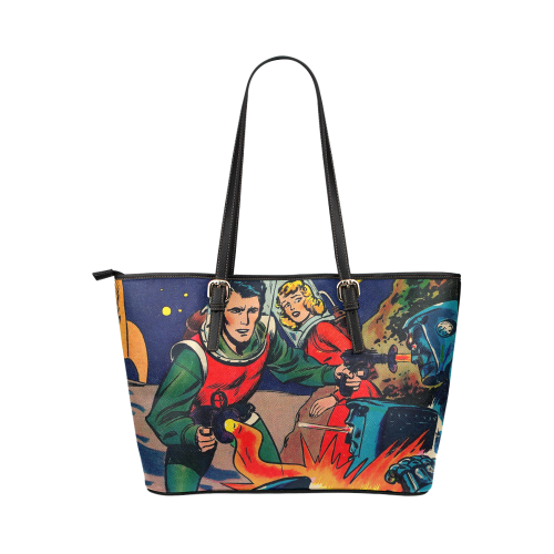 Battle in Space Leather Tote Bag/Small (Model 1651)