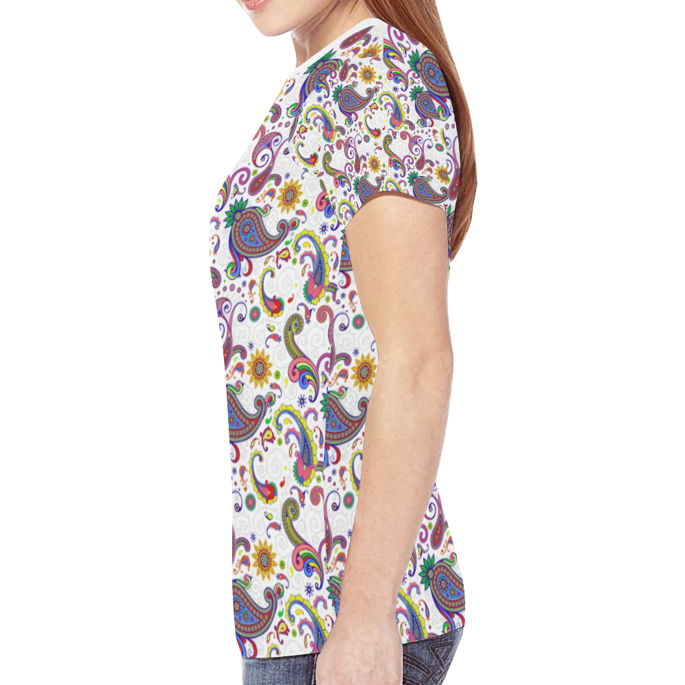 Bright paisley New All Over Print T-shirt for Women (Model T45)