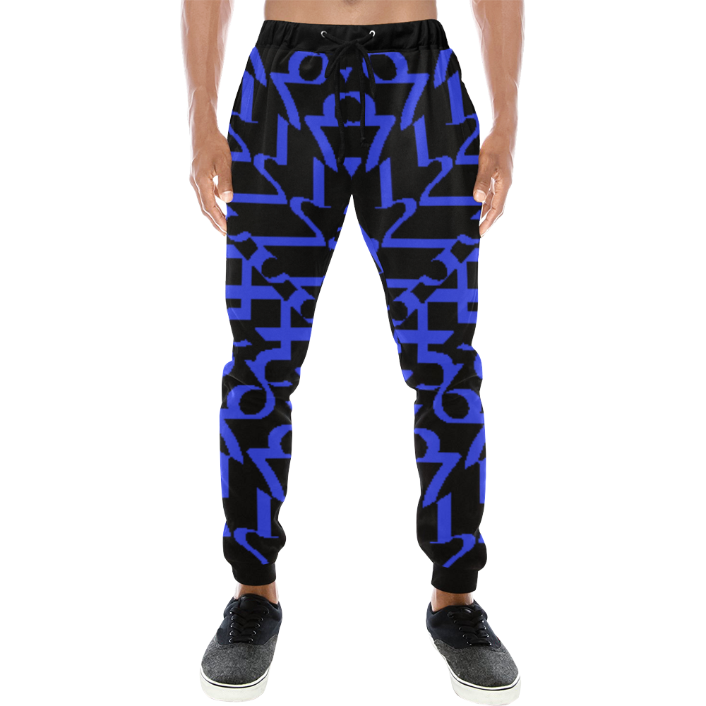 NUMBERS Collection 1234567 Black/Blueberry Men's All Over Print Sweatpants (Model L11)