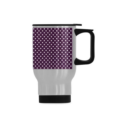 Burgundy polka dots Travel Mug (Silver) (14 Oz)