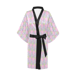 Pale Pink Kimono Wrap With Lilac Colored Flowers Kimono Robe