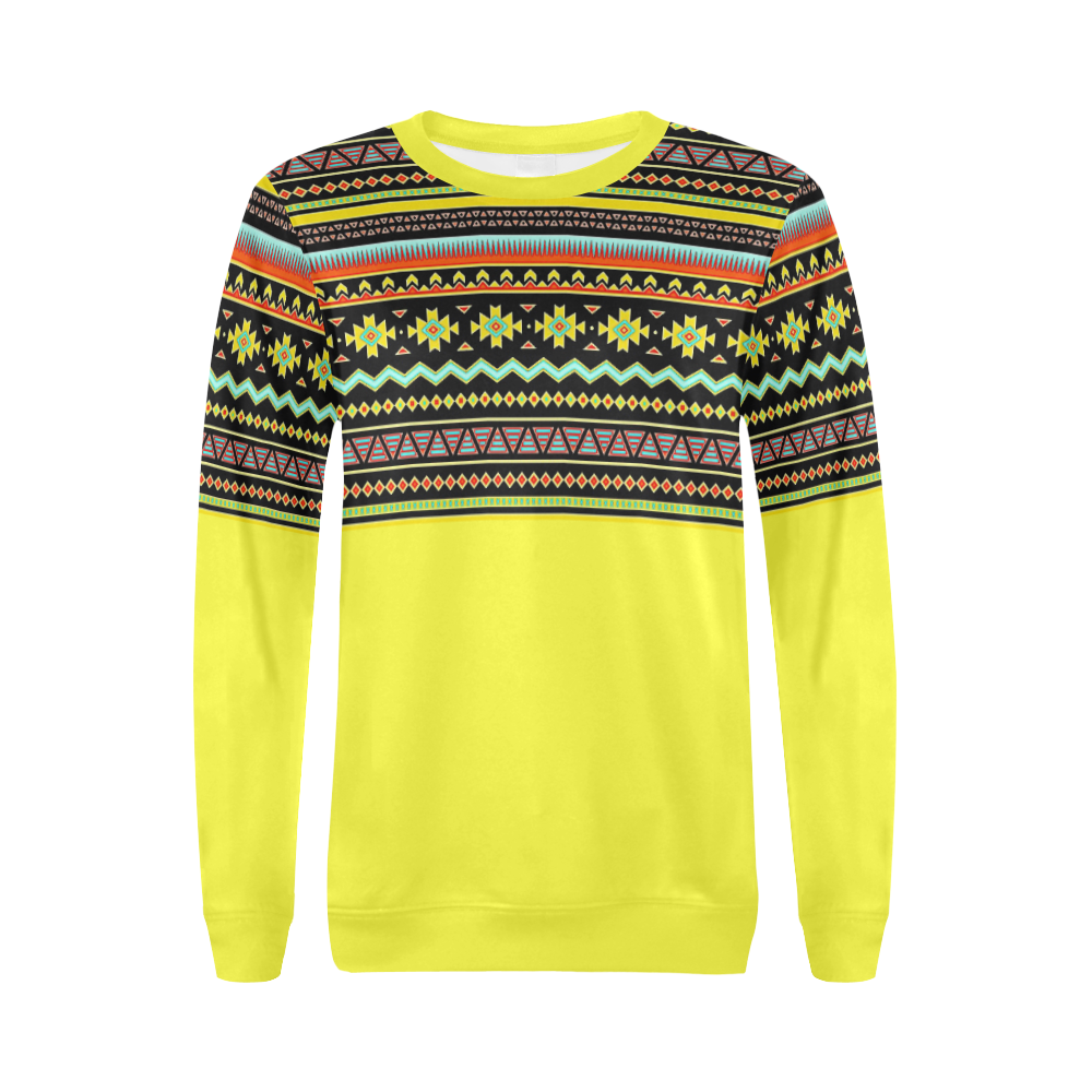 bright tribal All Over Print Crewneck Sweatshirt for Women (Model H18)