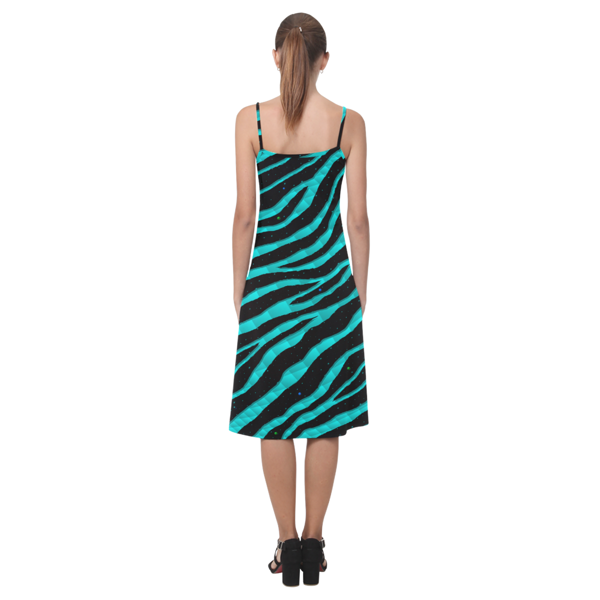 Ripped SpaceTime Stripes - Cyan Alcestis Slip Dress (Model D05)