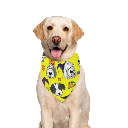 Halloween OES faces yellow Pet Dog Bandana/Large Size