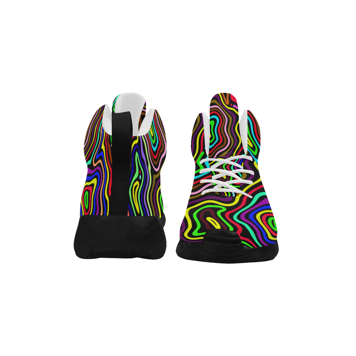Multicolored Wavy Line Pattern Men's Chukka Training Shoes (Model 57502)