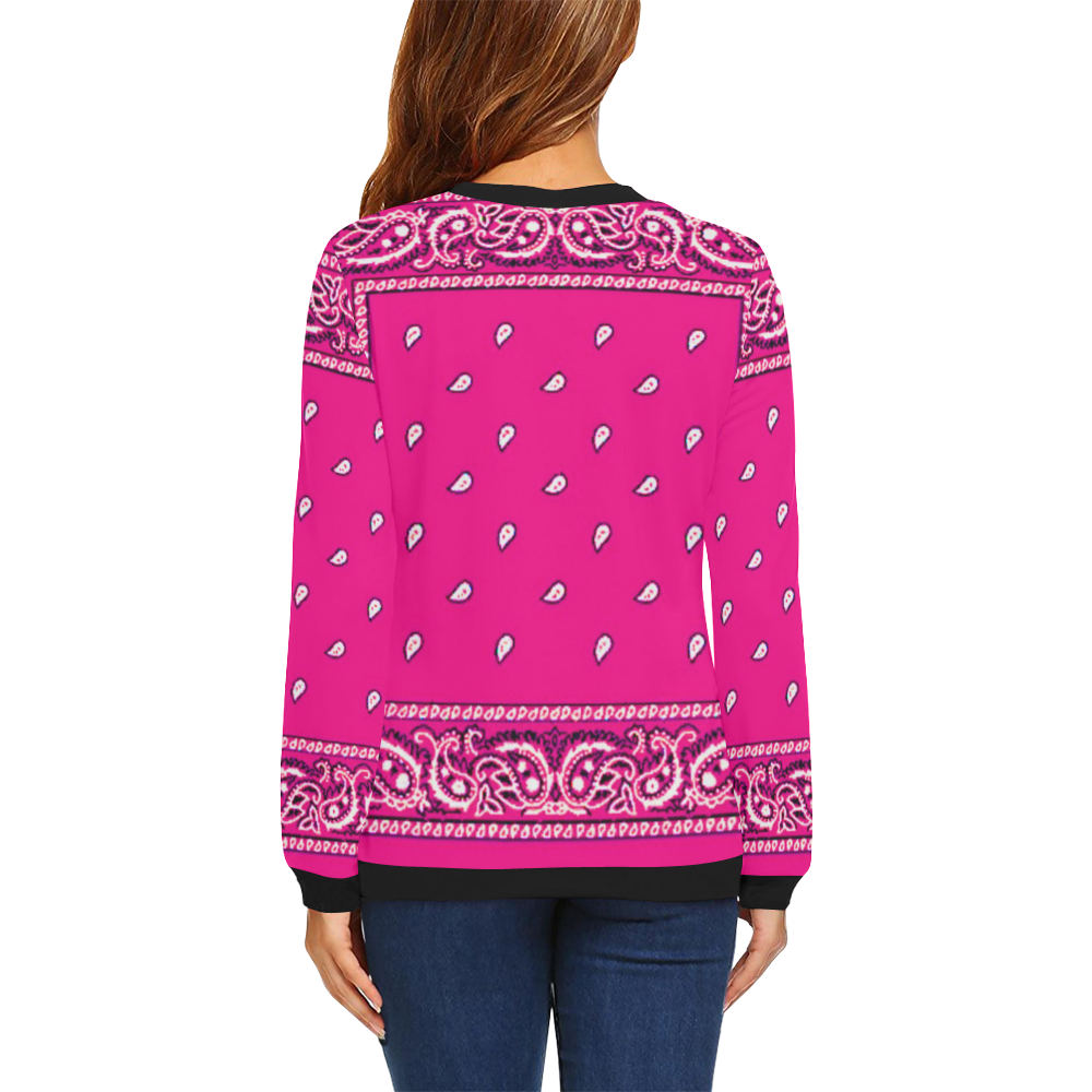KERCHIEF PATTERN PINK All Over Print Crewneck Sweatshirt for Women (Model H18)