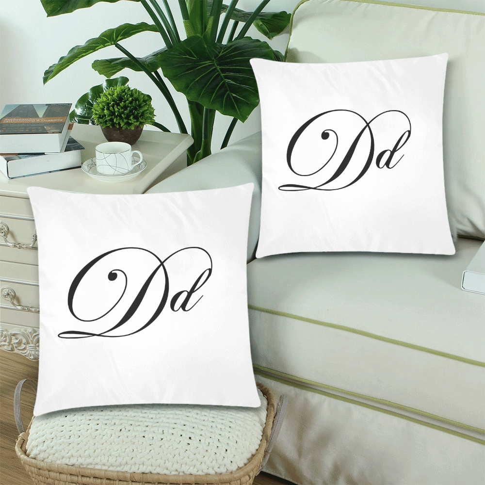 Alphabet D by Jera Nour Custom Zippered Pillow Cases 18"x 18" (Twin Sides) (Set of 2)