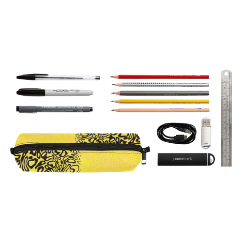 Modern PaperPrint yellow by JamColors Pencil Pouch/Small (Model 1681)