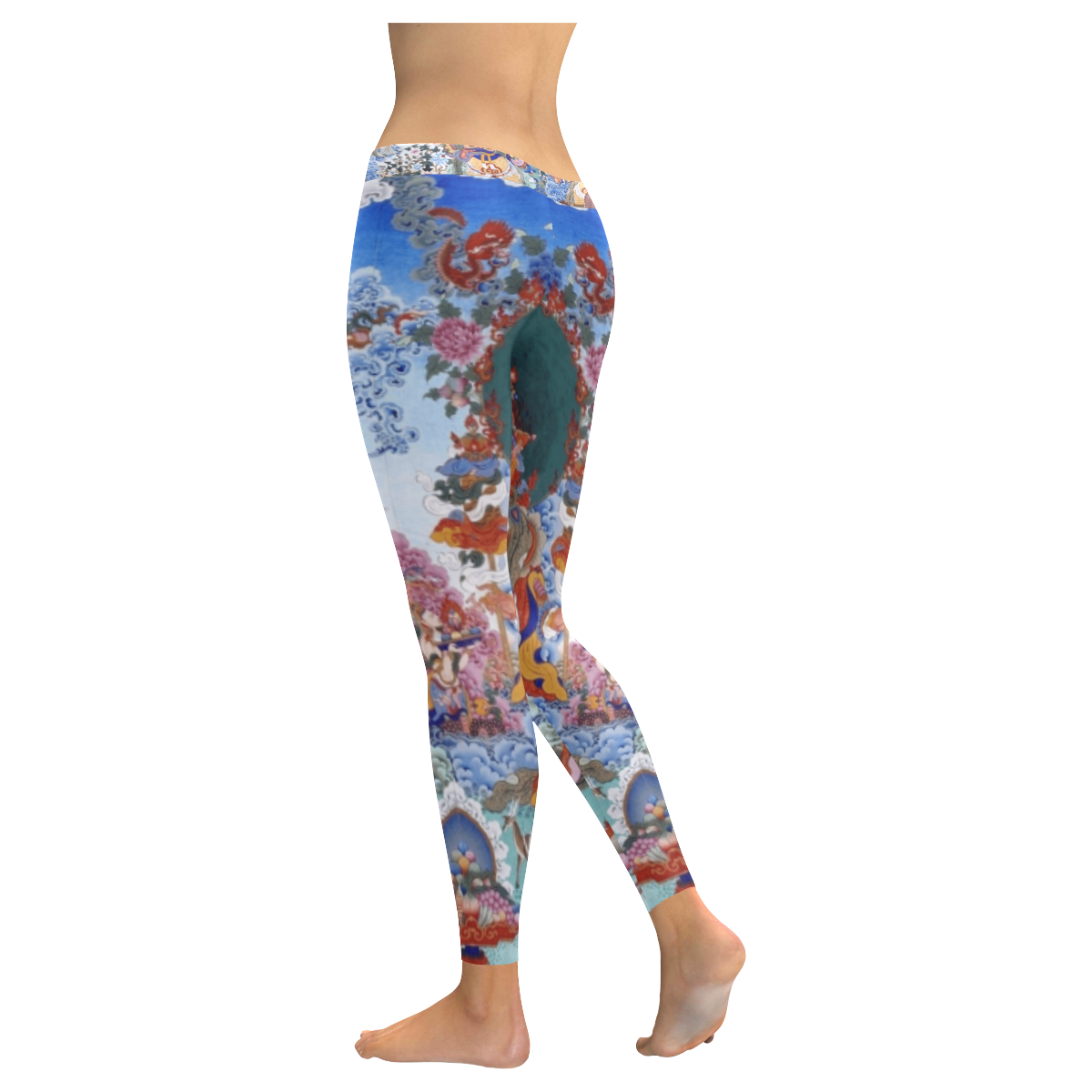 Four Heavenly Kings, by Ivan Venerucci Italian Style Women's Low Rise Leggings (Invisible Stitch) (Model L05)