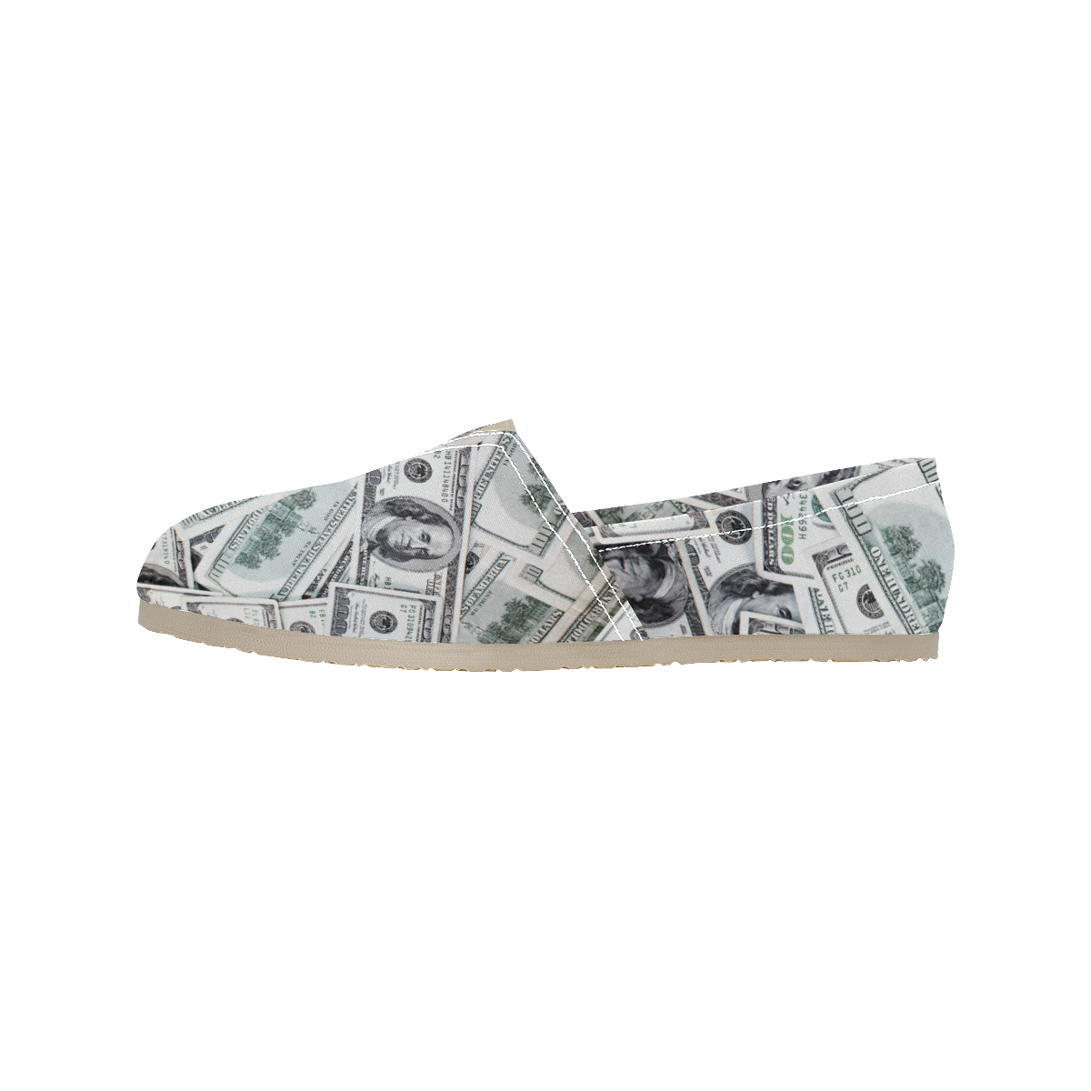 Cash Money / Hundred Dollar Bills Women's Classic Canvas Slip-On (Model 1206)