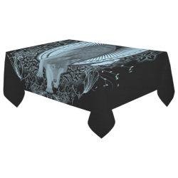 Wolf in black and blue Cotton Linen Tablecloth 60"x 104"